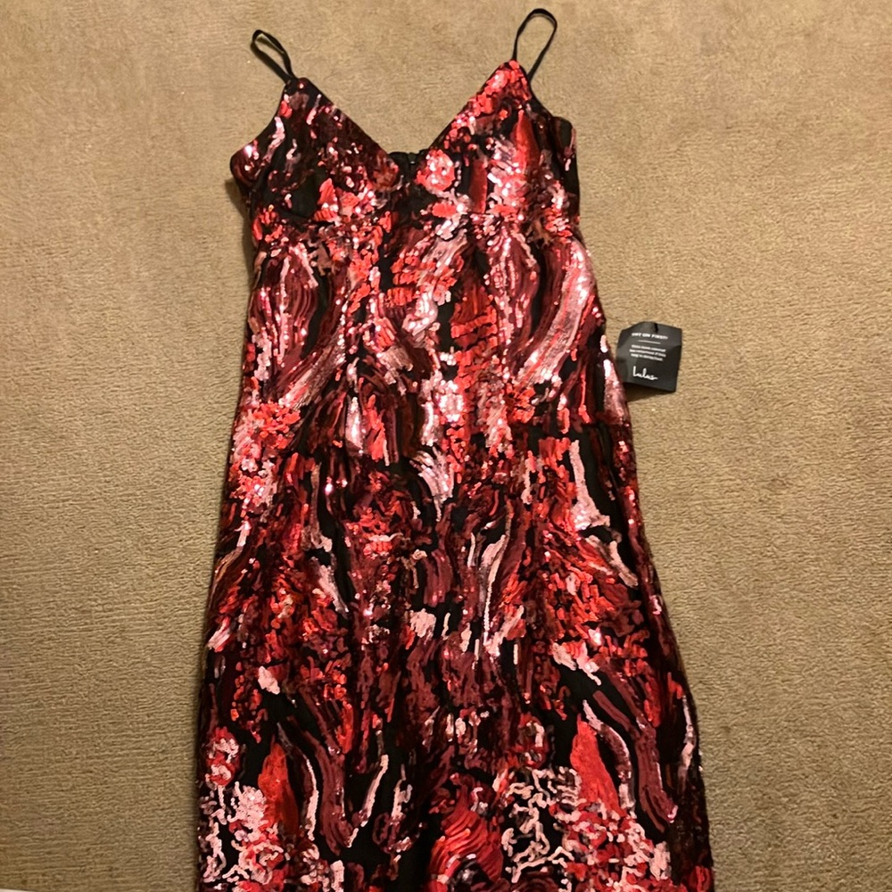 Lulu's Red and Black Women's Dress